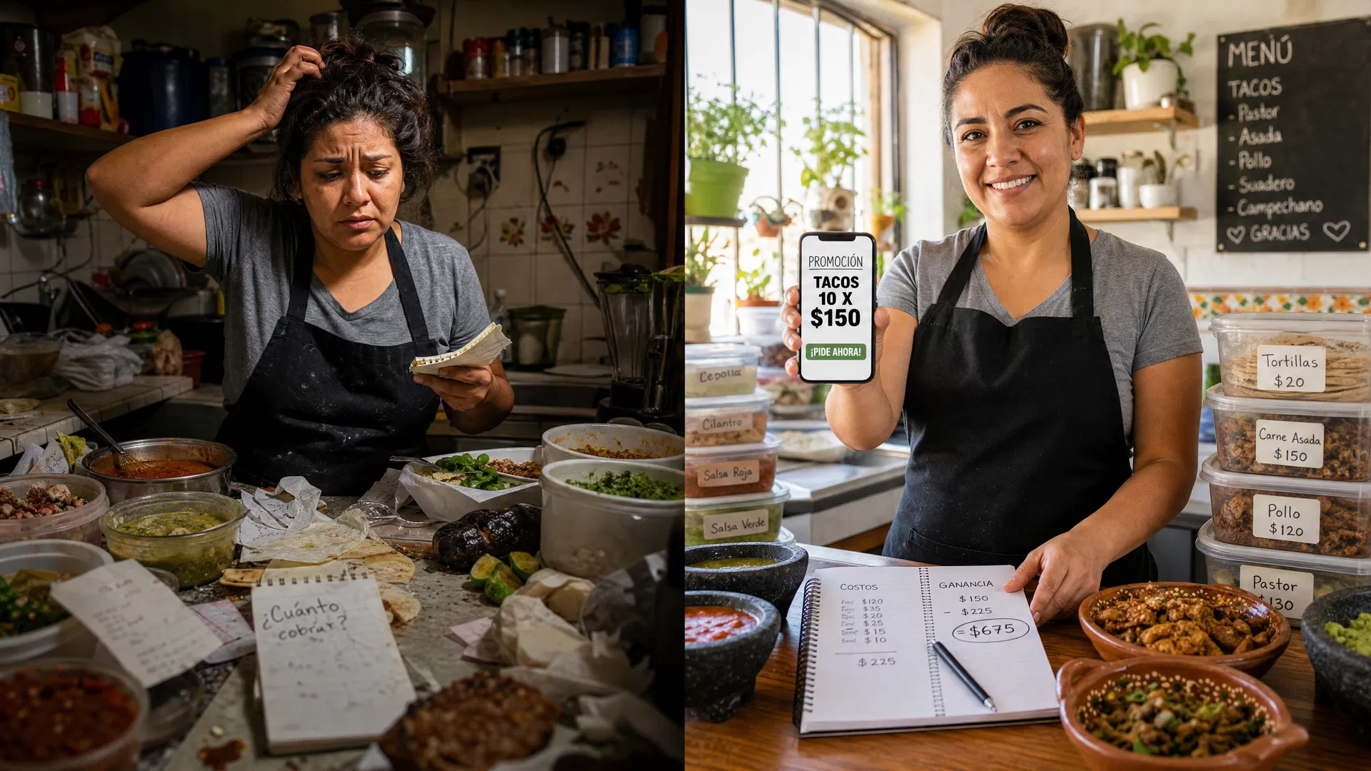 Antes y después: del caos en la cocina a un menú organizado con precios claros