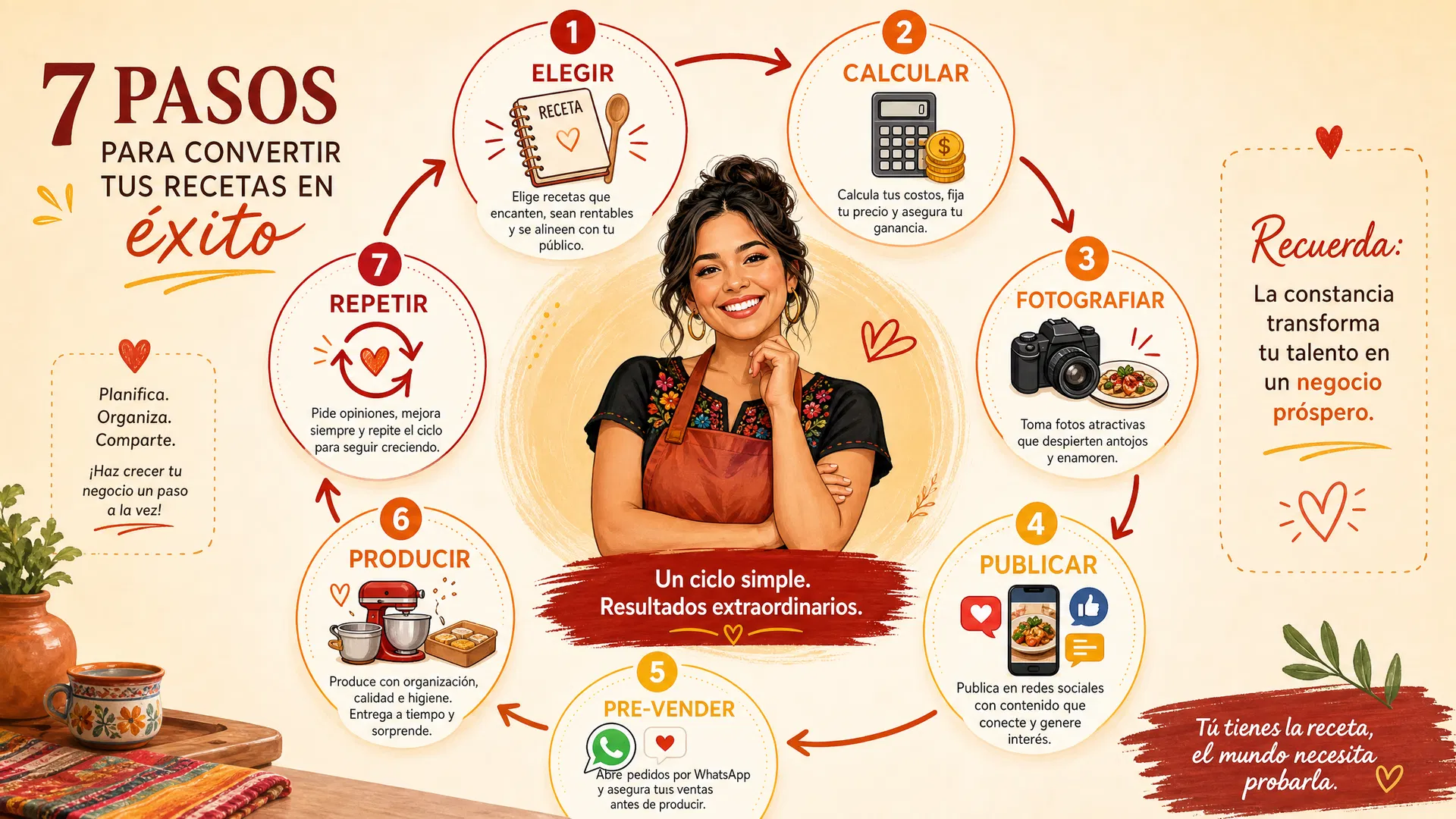 Infografía: 7 pasos para convertir tus recetas en éxito